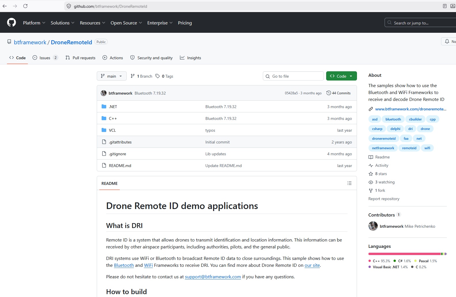 DroneRemoteID sample app on GitHub